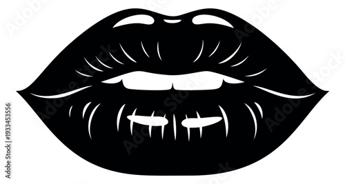 Graphic illustration of lips depicting an open mouth for beauty and glamour concepts