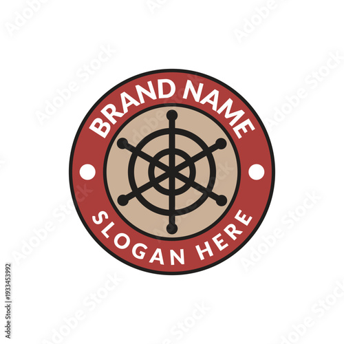 Vintage badges with steering wheel designs. Vintage signs, retro premium badges, and vector emblem logo frames.