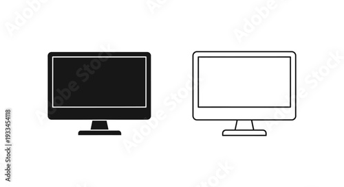 Two monitors on desk Vector