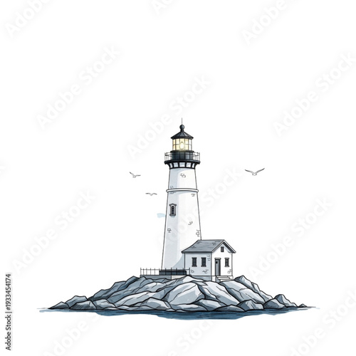 Classic White Lighthouse