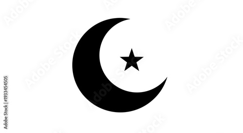 Crescent Moon with Star Symbol Icon 23.
