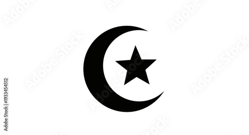 Crescent Moon with Star Symbol Icon 29.