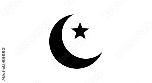 Crescent Moon with Star Symbol Icon 38.