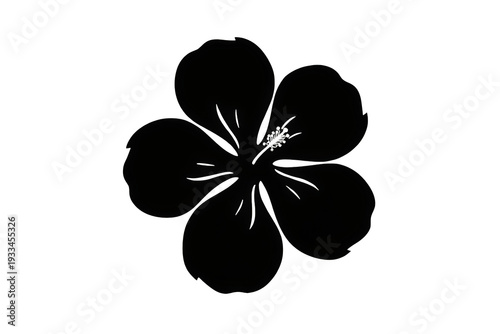 Black hibiscus flower silhouette, a tropical bloom for design elements, nature, and summer concepts