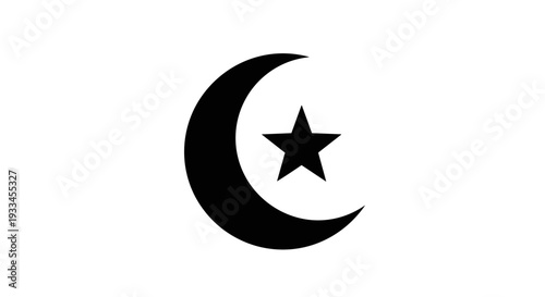 Crescent Moon with Star Symbol Icon 41.