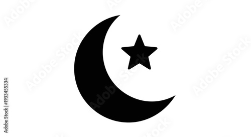Crescent Moon with Star Symbol Icon 42.