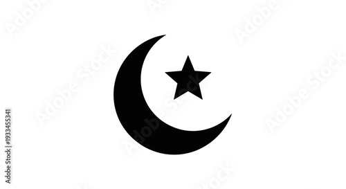 Crescent Moon with Star Symbol Icon 45.