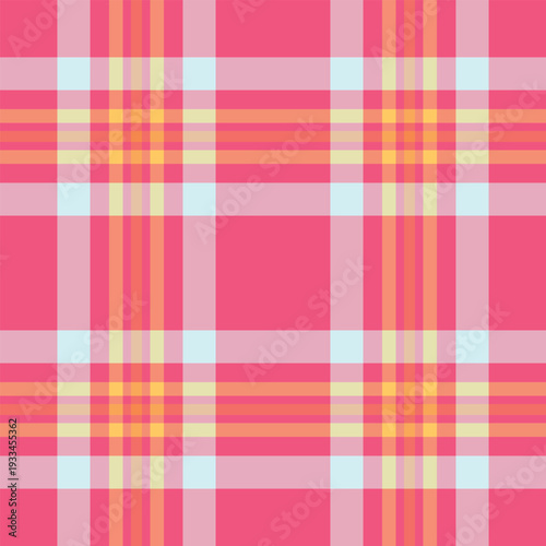 Glamour fabric plaid pattern, bold vector seamless textile. Page background check tartan texture in red and light colors.