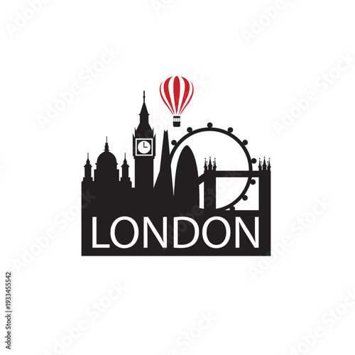 illustration of london landmark isolated on white background