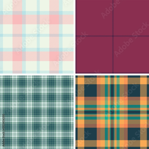 Plaid bundle for online brochures and e-books. Coordinated tartan patterns create cohesive layouts for digital publishing.