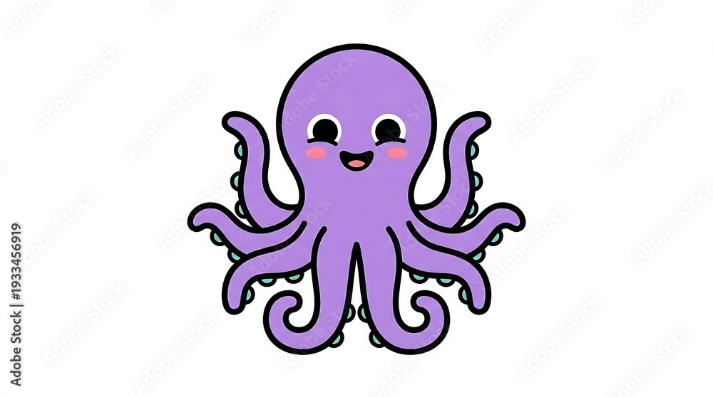 Obraz premium Cute Cartoon Octopus Illustration Design Element.