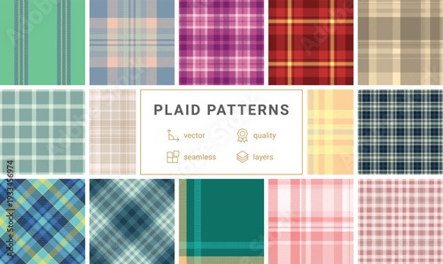 Seasonal tartan bundle built for brand storytelling. Autumn plaid supports narrative driven visuals. Seamless vectors maintain rhythm.