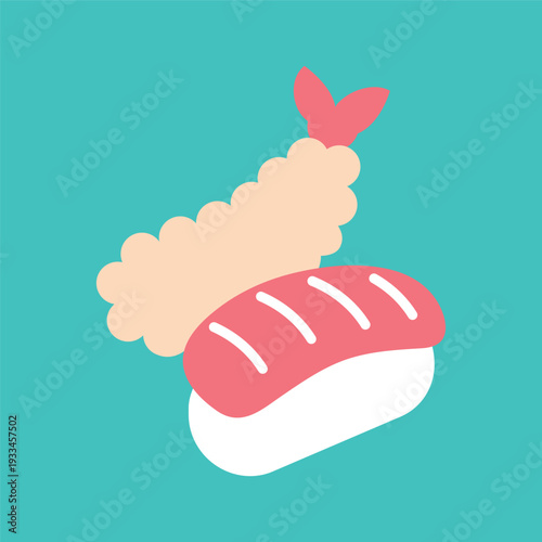 寿司と天ぷらのシンプルなアイコン