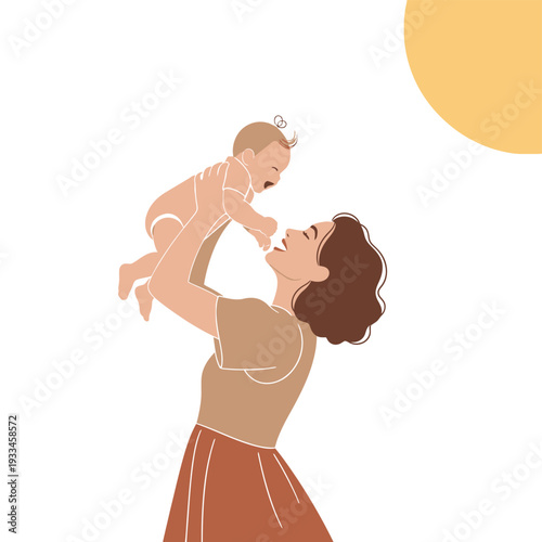 Mother Holding Baby in the Air.