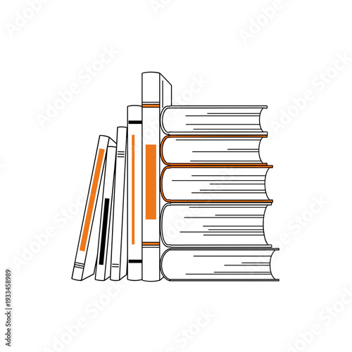White books arranged standing and stacked vector