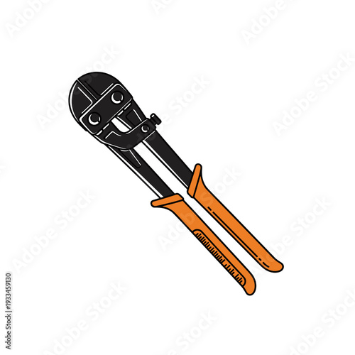 Bolt cutter black with orange handles vector