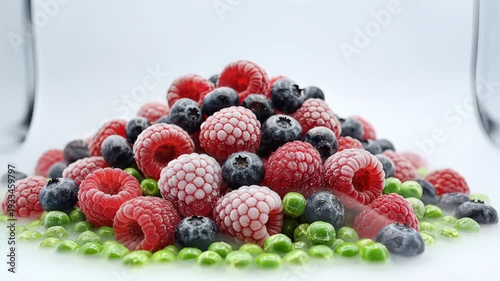 Wallpaper Mural Frozen berries composition with vapor on white background Torontodigital.ca