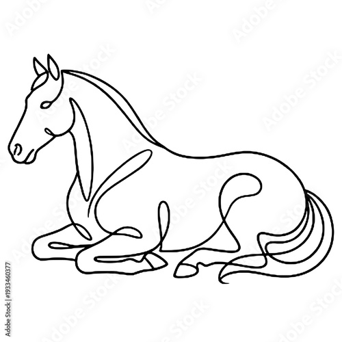 One line art horse silhouette