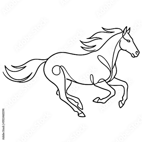 One line art horse silhouette