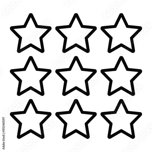 Rating Excellence: Nine stars meticulously arranged in a grid symbolize high quality and excellence, representing stellar performance and exceptional achievement.
