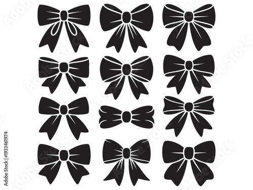 set of unique black and white vector bow ties
