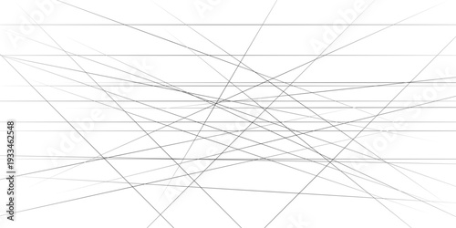 Minimalist abstract background with thin black intersecting lines on white, geometric network vector pattern