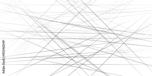 Minimalist abstract background with thin black intersecting lines on white, geometric network vector pattern