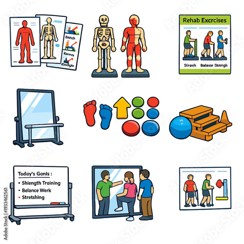 Rehabilitation exercises and equipment for strength and balance training