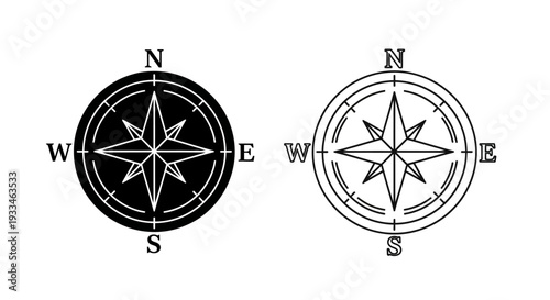 Compass rose design elements Vector