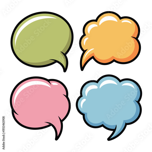 Dialogue Bubbles: A vibrant collection of colorful dialogue bubbles, each with its unique shape and hue, ready to convey thoughts, ideas, and conversations.