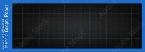 Blueprint black grid. Metric graph paper pattern. Blank millimeter sheet for technical drawing, engineering sketch, architectural design, school work. Tech 2d linear background. Vector illustration