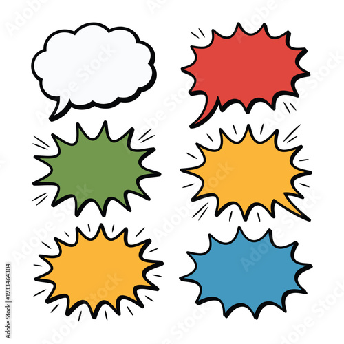 Explosive Thoughts: A collection of vibrant speech bubbles and thought bubbles, capturing a burst of ideas.