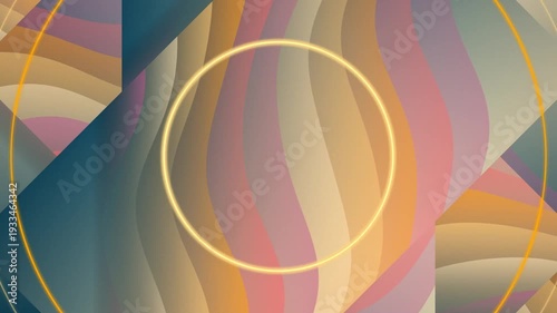 Abstract Geometric Shapes with Neon Circles.