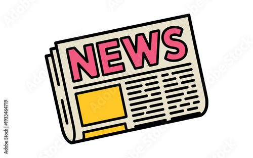 A cartoon illustration of a newspaper with the word NEWS on the front page