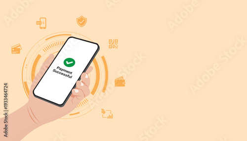 Modern digital wallet and financial technology concept featuring smartphone with secure payment confirmation and integrated fintech services for business and personal use.