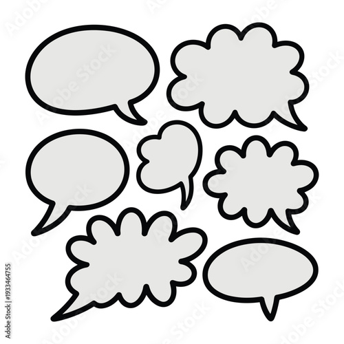 Speech Bubbles: A collection of various shaped speech bubbles, symbolizing conversation, thought, and communication, ready to be filled with messages.
