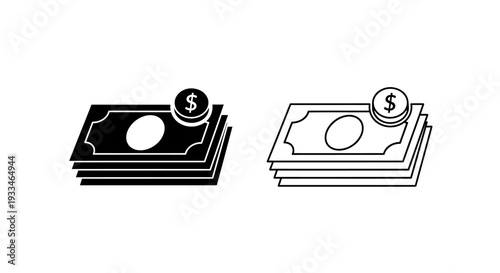 Money stacks, cash, dollar Vector