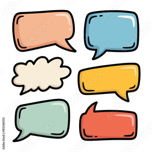 Chat Bubbles: A vibrant collection of colorful chat bubbles, each with a unique shape and hue, symbolizing diverse conversations and thoughts.