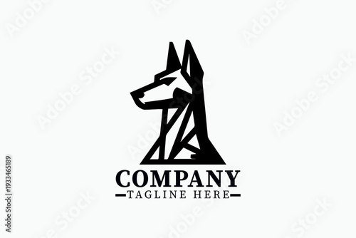 Geometric Dog Head Logo Vector  – Minimal Doberman Guard Dog Line Art Mascot Emblem Collection