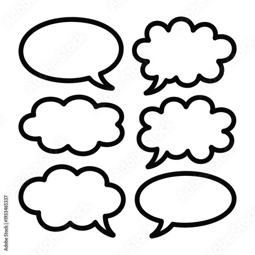 Conversational Bubbles: A collection of various empty speech bubbles, each ready to house thoughts, ideas, or dialogue. Perfect for visual communication
