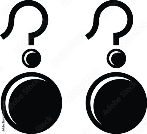 Vector graphic illustration of abstract question mark earrings design elements