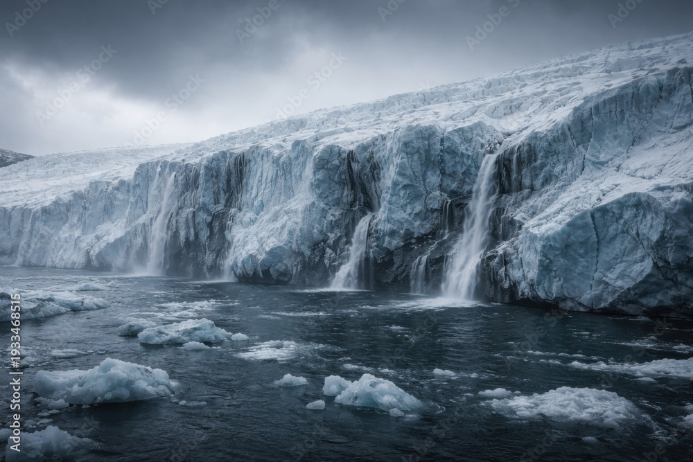Fototapeta premium Glacier waterfalls and ice