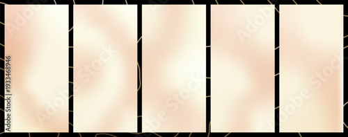 Beige gradation bg. Set of pastel pearl gradient backgrounds. Luxury nude texture for vertical backdrop in cream and light gold colors. Satin silk gradation for wedding patterns, vector