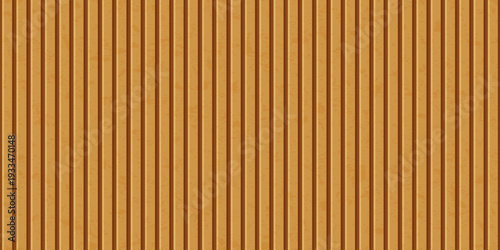 Wood wall panel with slats. Vertical planks with wooden texture, japan interior panel. Brown seamless striped background, modern slatted pattern with texture. Wall decoration, vector Illustration