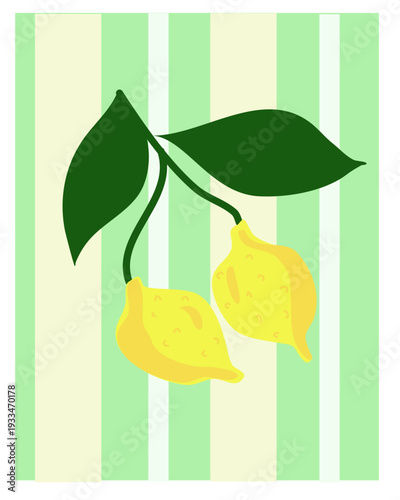 Stampa botanica moderna con limoni e foglie