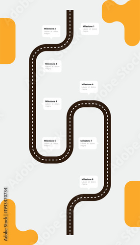 Vertical Winding Road Infographic With Eight Milestone Steps