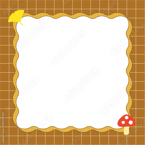 秋　グリッド　なみなみリボンフレーム