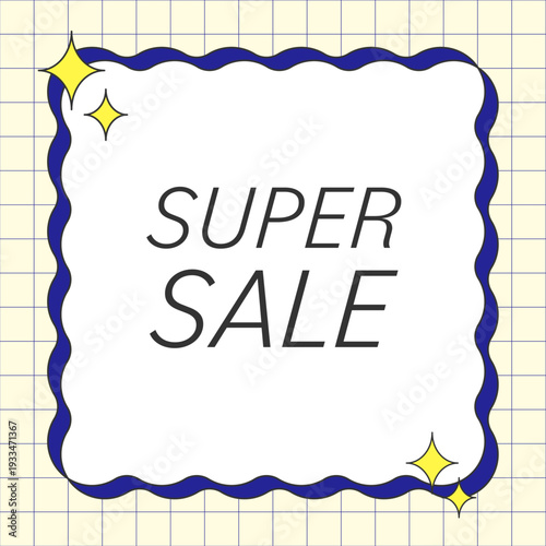 SUPER SALE グリッド　なみなみリボンフレーム　ネイビー