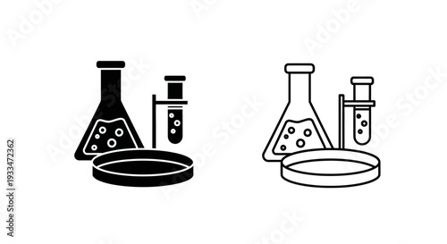 Lab equipment icons set Vector