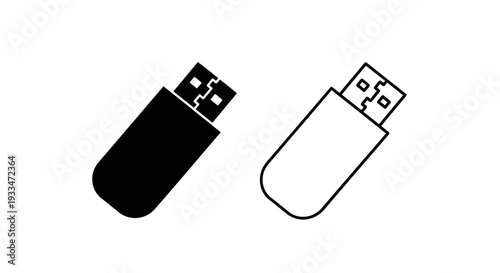 Usb flash drives icon set Vector